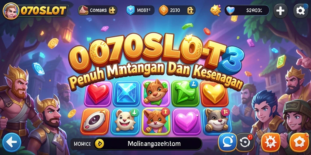 Tampilan gameplay seru dari 070SLOT dengan kombinasi simbol Match-3.