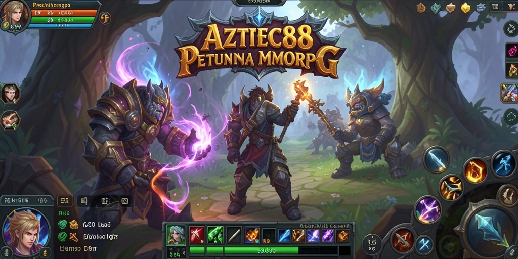 Screenshot menunjukkan pertarungan seru dalam AZTEC88 di dunia MMORPG.