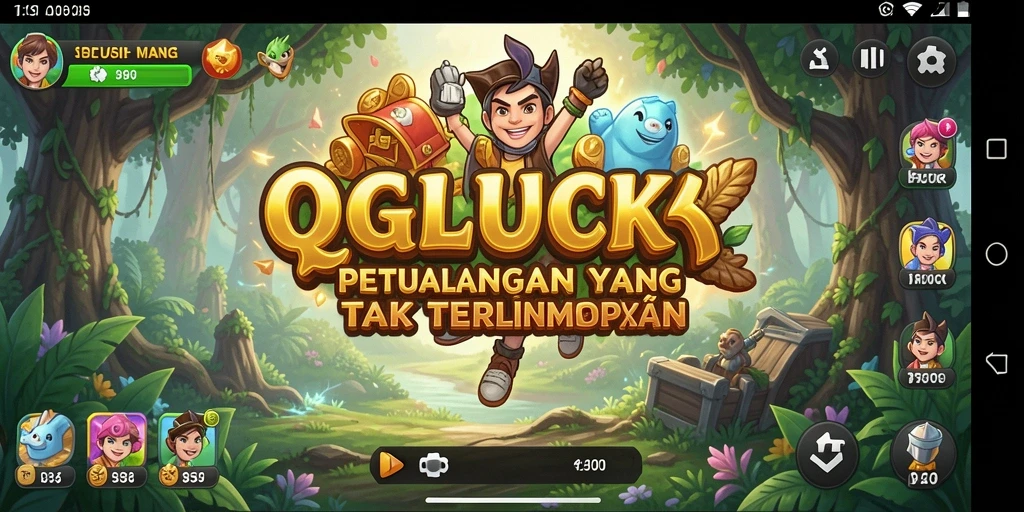 Tampilan gameplay QGLUCK yang penuh aksi dalam petualangan menegangkan.