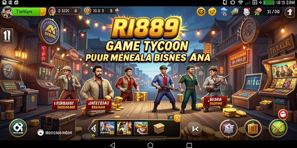 Tampilan gameplay menarik dari RI889 saat mengelola bisnis.