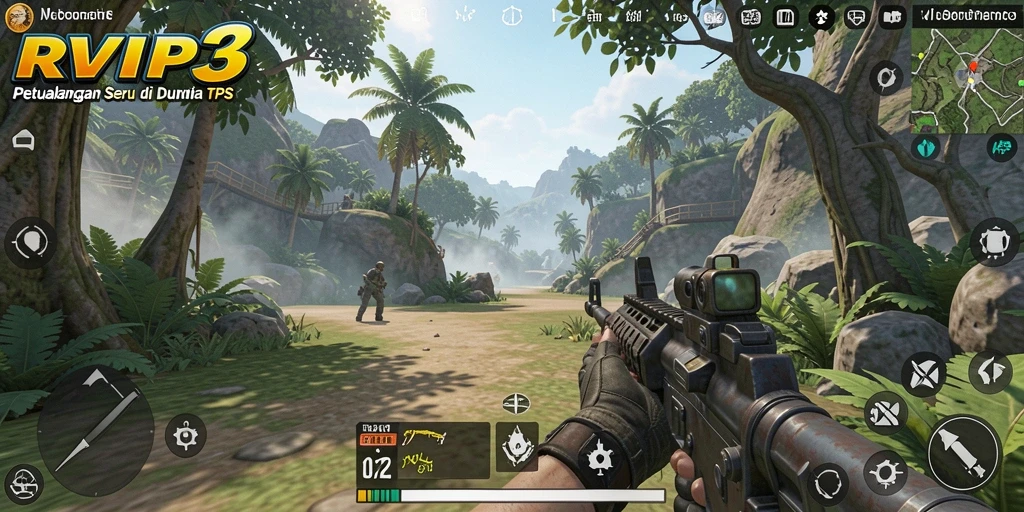 Tampilan gameplay menegangkan di dalam RVIP3 dengan adegan aksi yang dramatis.