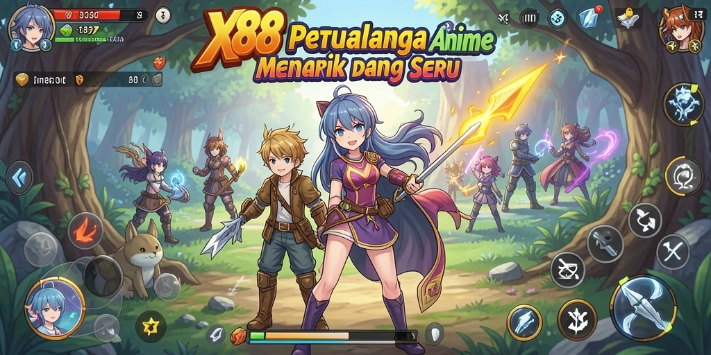 Tampilan gameplay yang menampilkan pertarungan karakter Anime menarik.